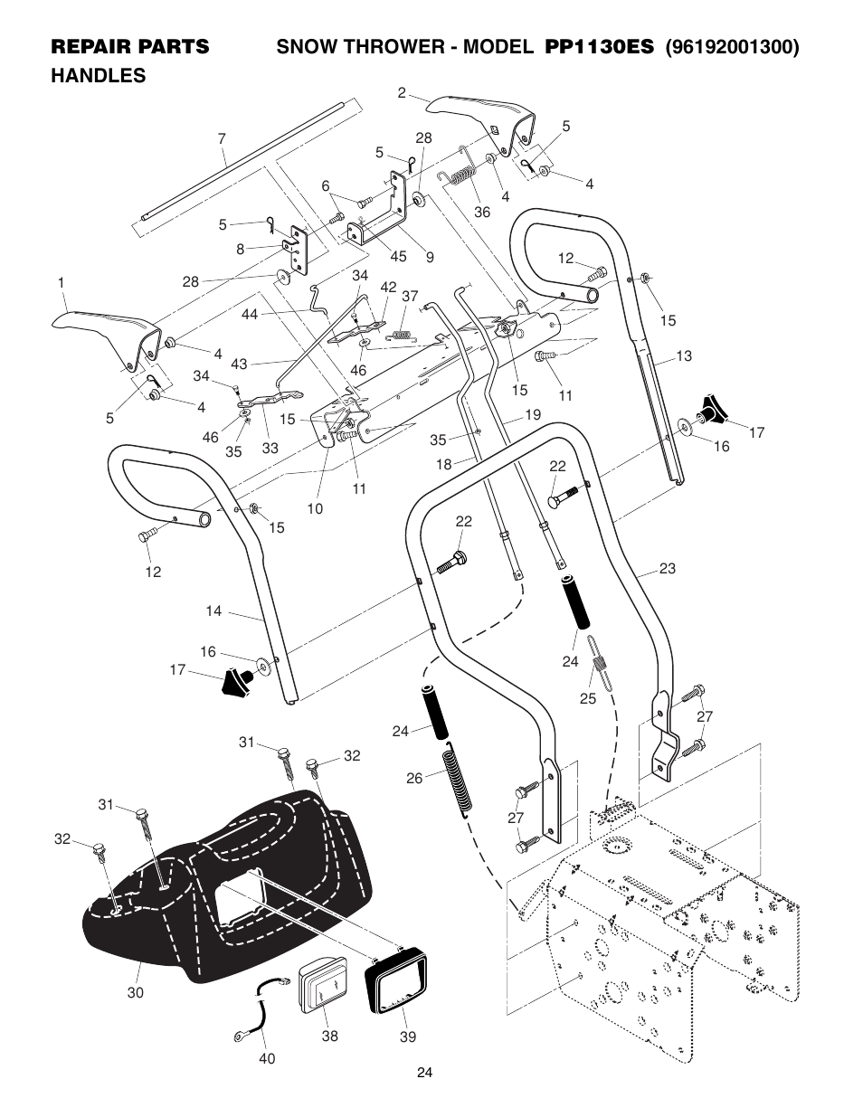 Poulan Pro PP1130ES SNOW THROWER User Manual | Page 24 / 32