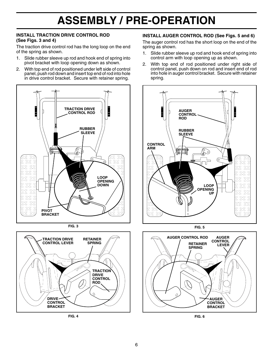 Assembly / pre-operation | Poulan Pro PP1130ES SNOW THROWER User Manual | Page 6 / 32