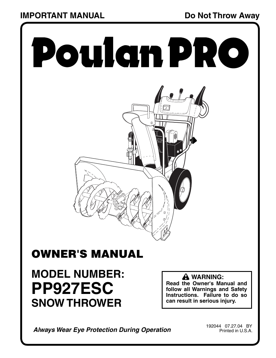 Poulan 192044 User Manual | 20 pages