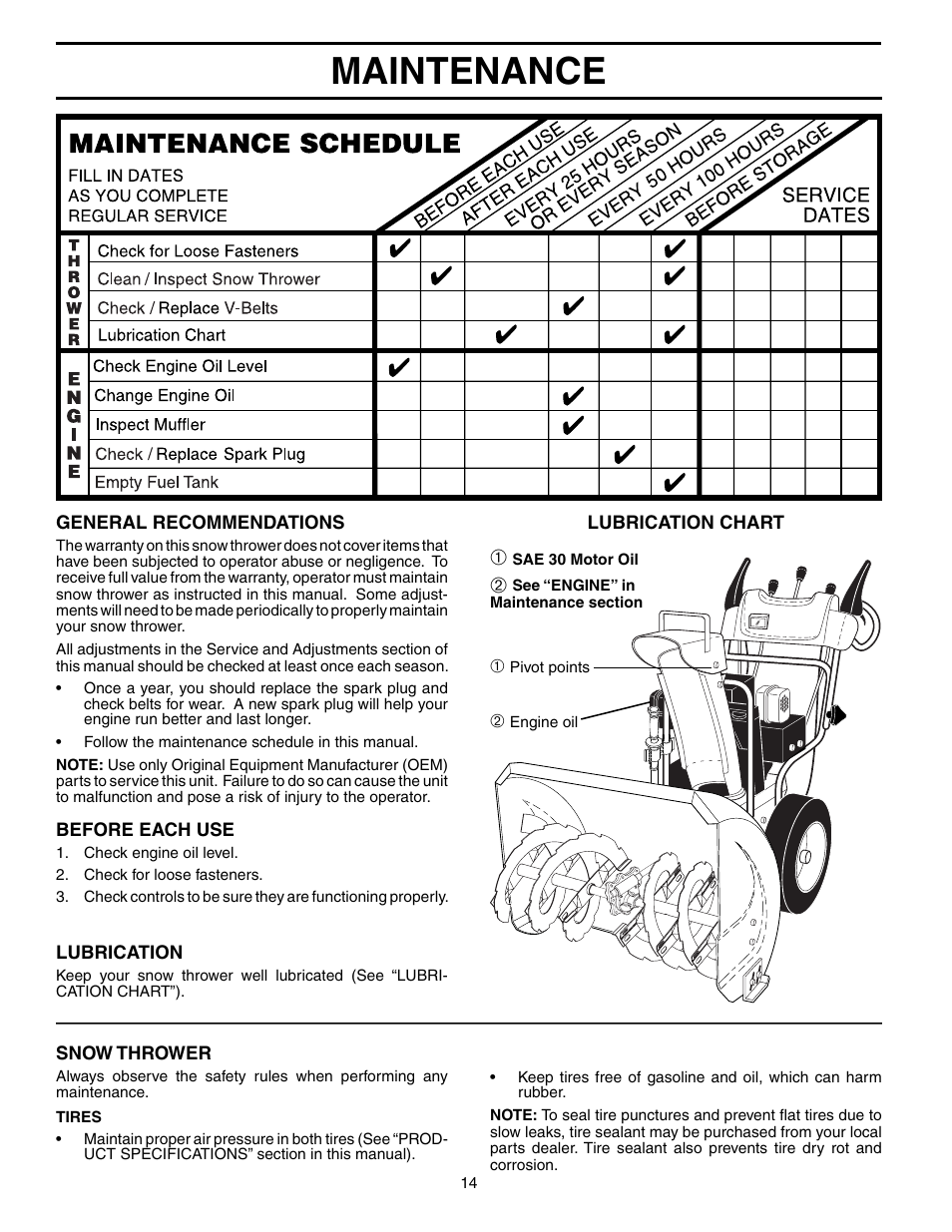 Maintenance | Poulan 192044 User Manual | Page 14 / 20