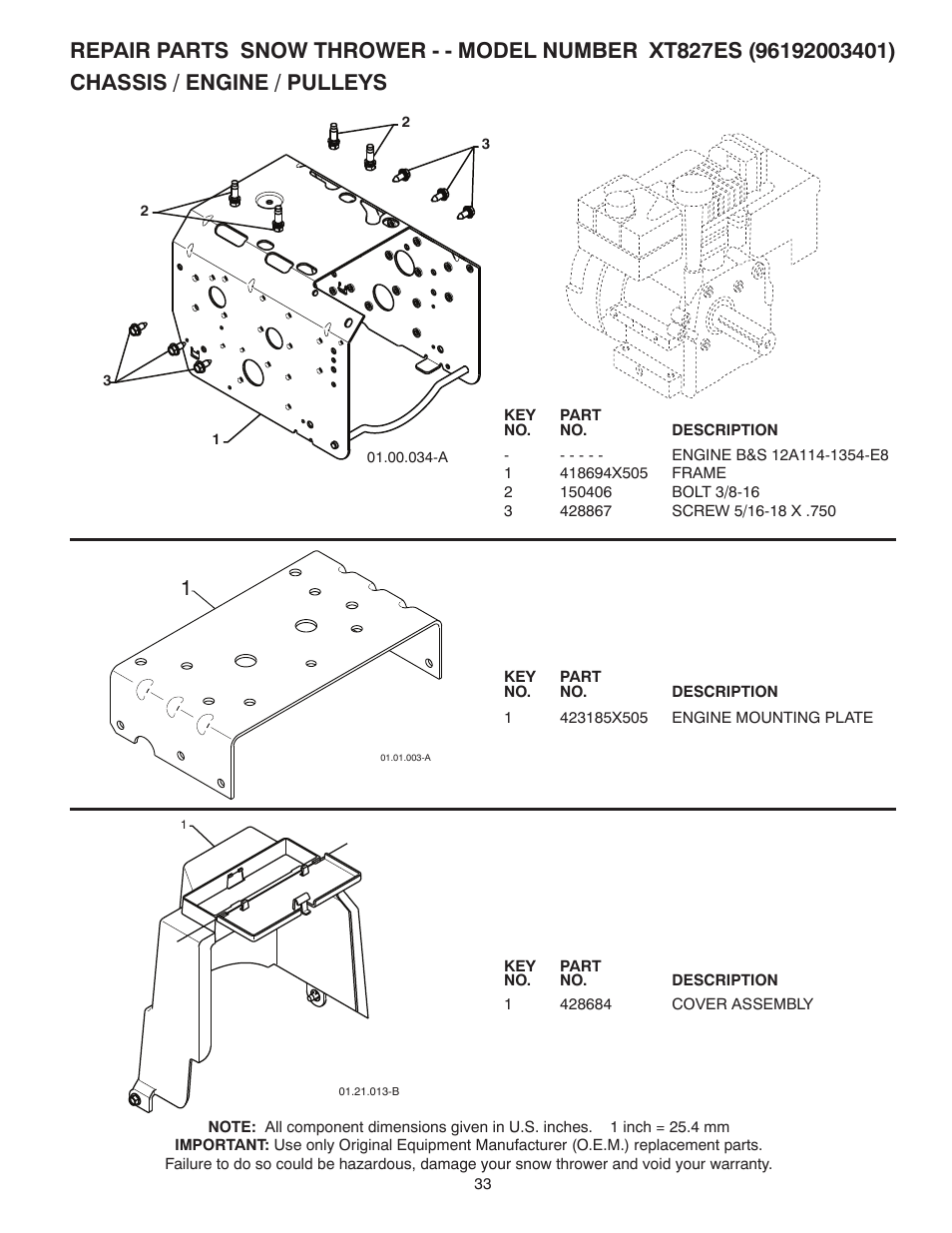 Chassis / engine / pulleys | Poulan XT 96192003401 User Manual | Page 33 / 40