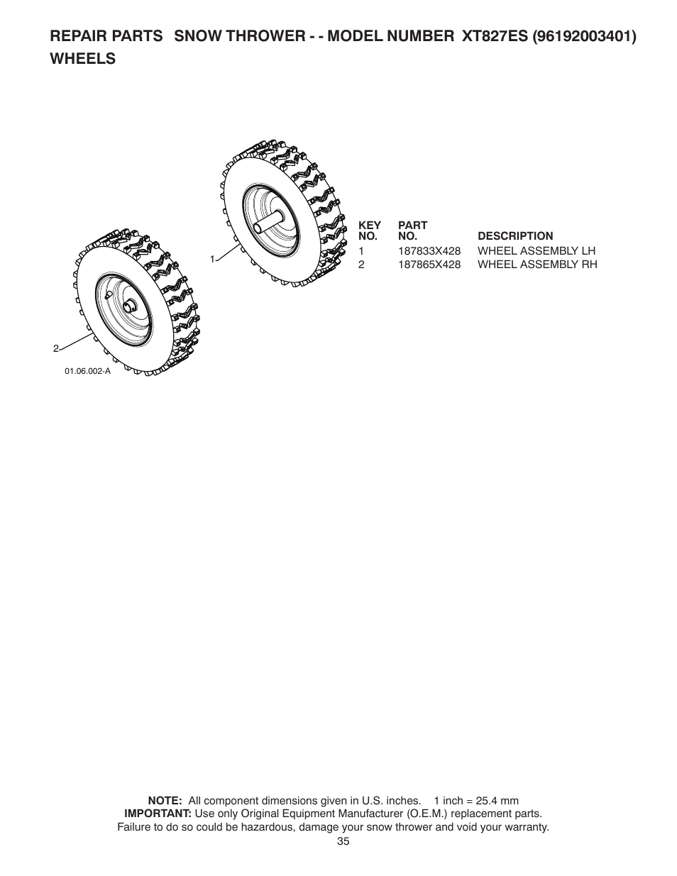 Wheels | Poulan XT 96192003401 User Manual | Page 35 / 40