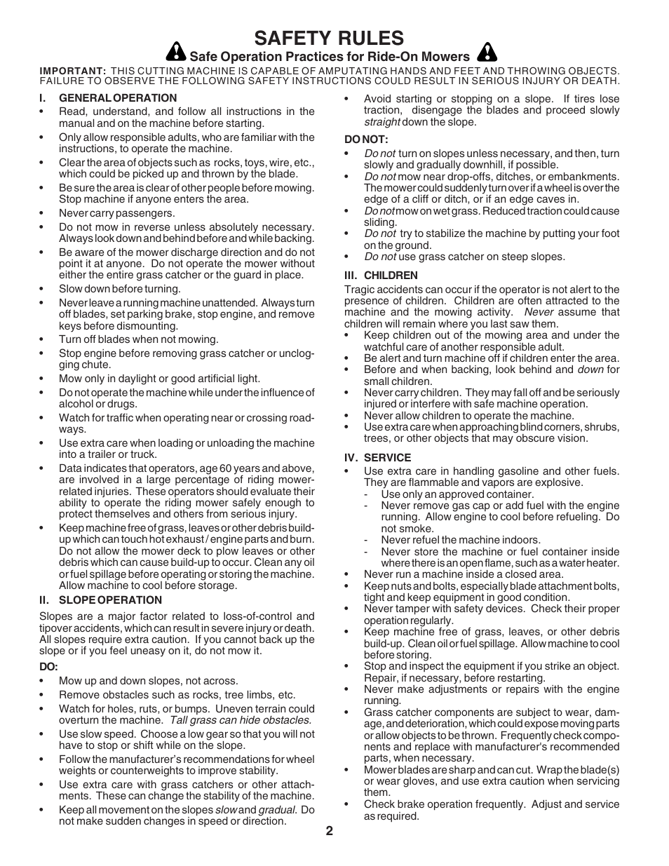 Safety rules | Poulan 180278 User Manual | Page 2 / 48