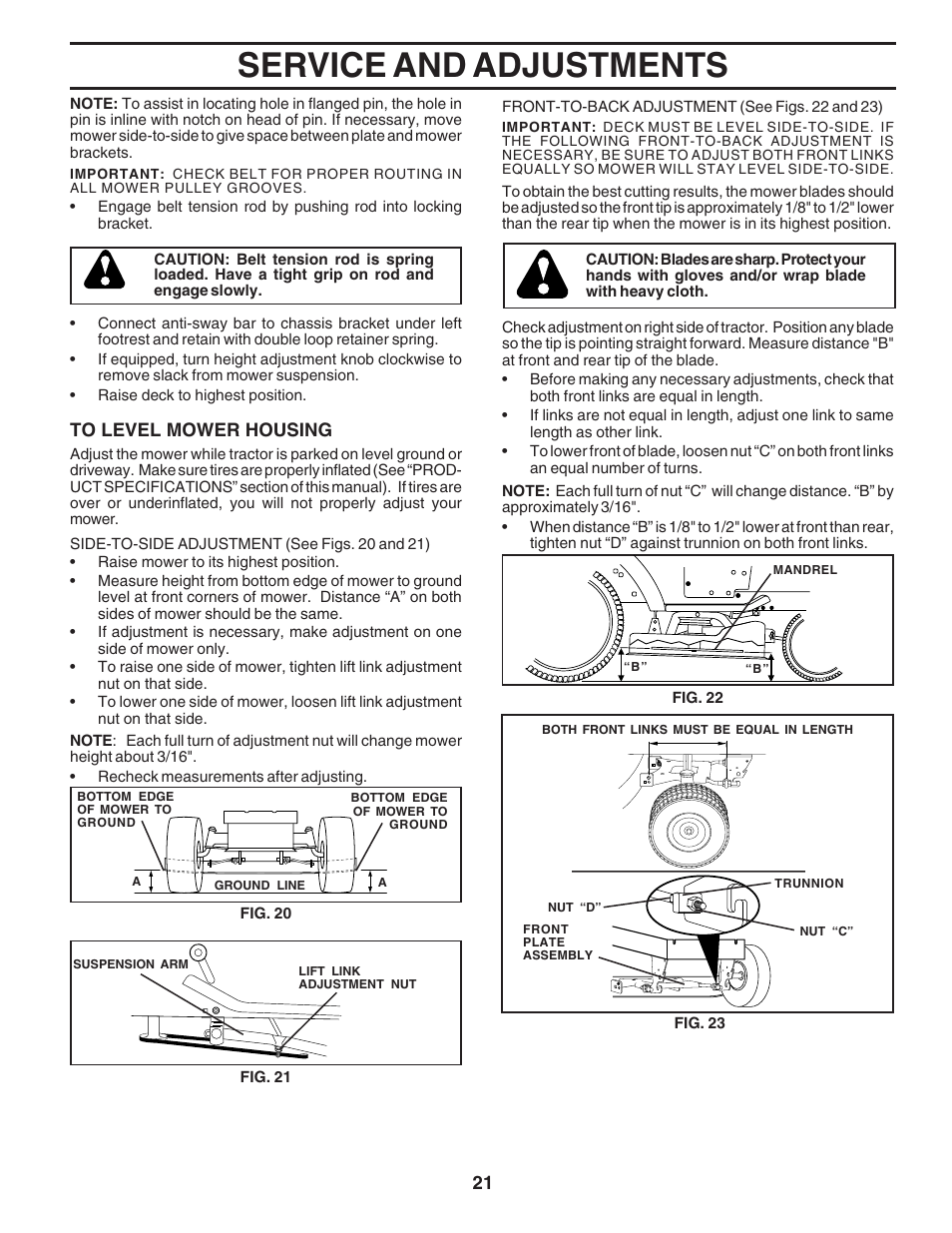 Service and adjustments | Poulan 180278 User Manual | Page 21 / 48