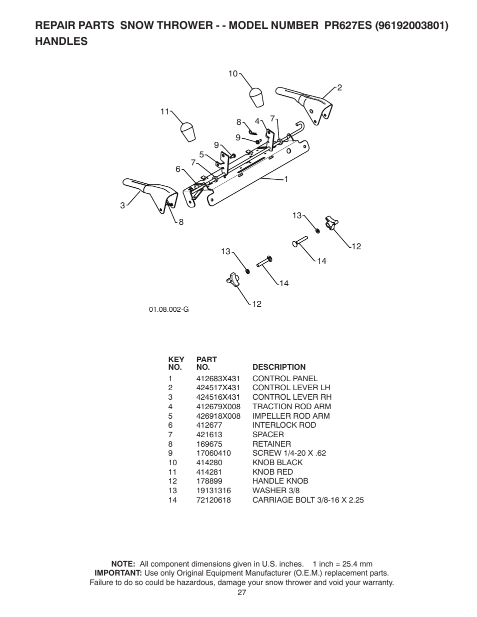 Poulan Pro PR627ES SNOW THROWER User Manual | Page 27 / 40