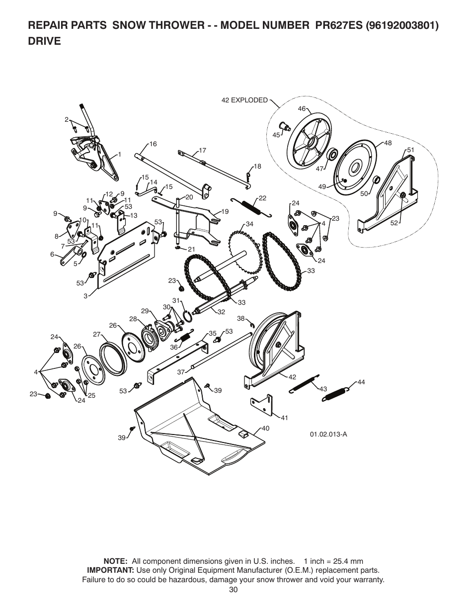 Drive | Poulan Pro PR627ES SNOW THROWER User Manual | Page 30 / 40