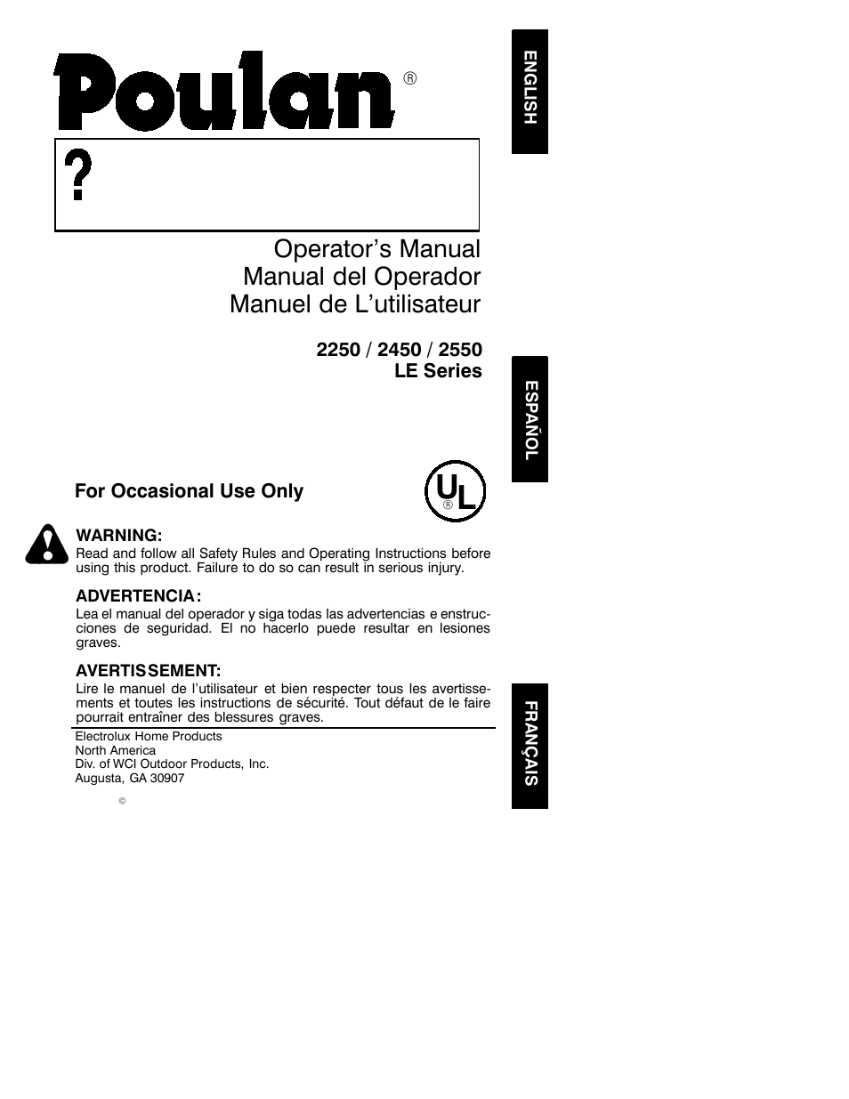 Poulan 2001-03 User Manual | 16 pages