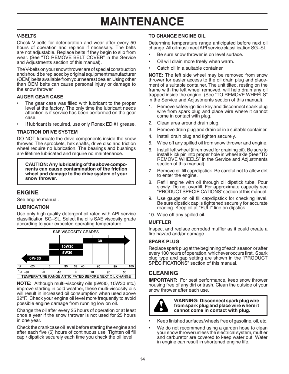 Maintenance | Poulan XT5524ES User Manual | Page 14 / 40