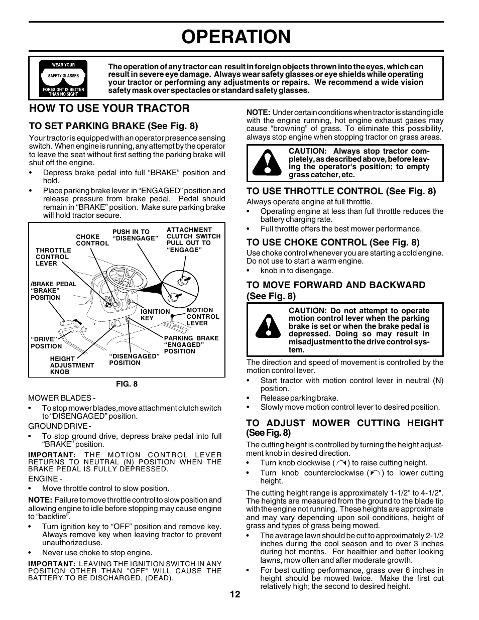 Operation, How to use your tractor | Poulan 178497 User Manual | Page 12 / 52