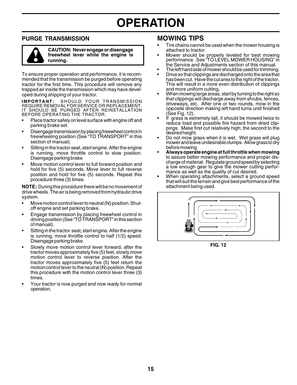 Operation, Mowing tips | Poulan 178497 User Manual | Page 15 / 52