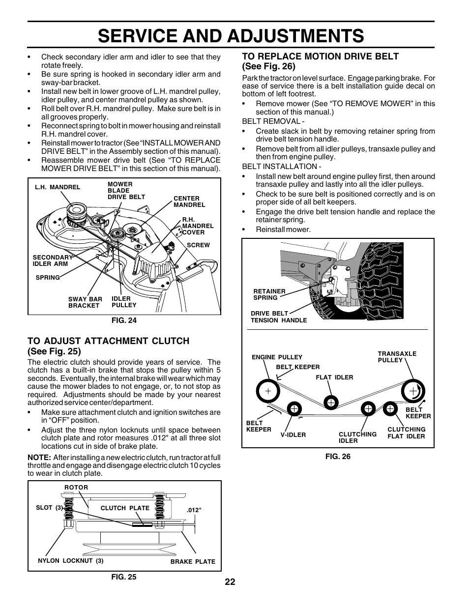 Service and adjustments | Poulan 178497 User Manual | Page 22 / 52