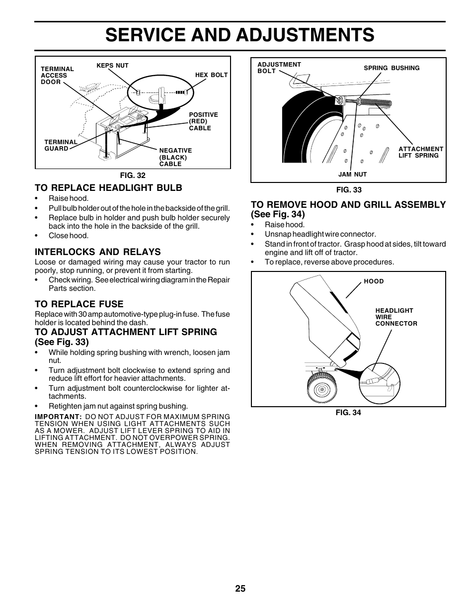 Service and adjustments | Poulan 178497 User Manual | Page 25 / 52