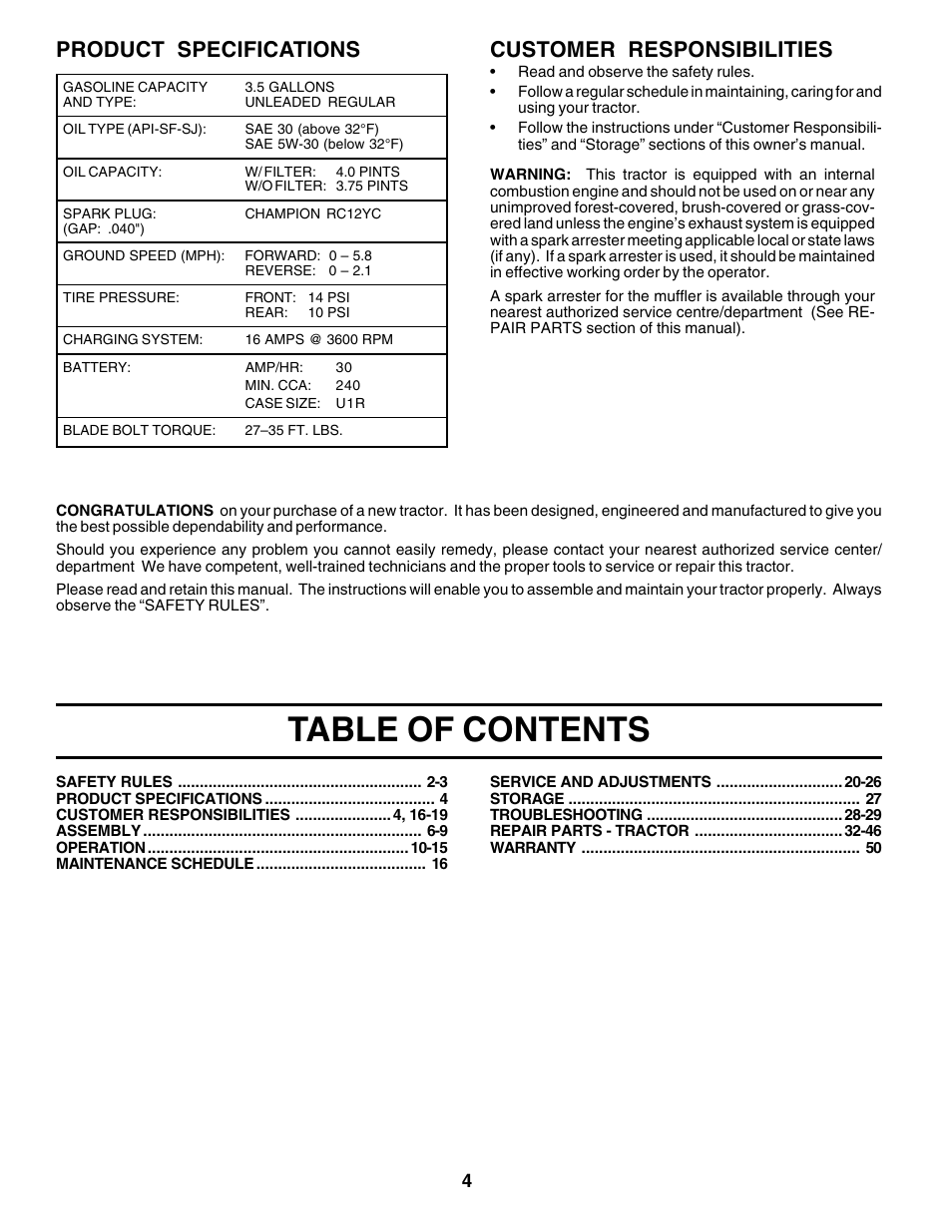 Poulan 178497 User Manual | Page 4 / 52