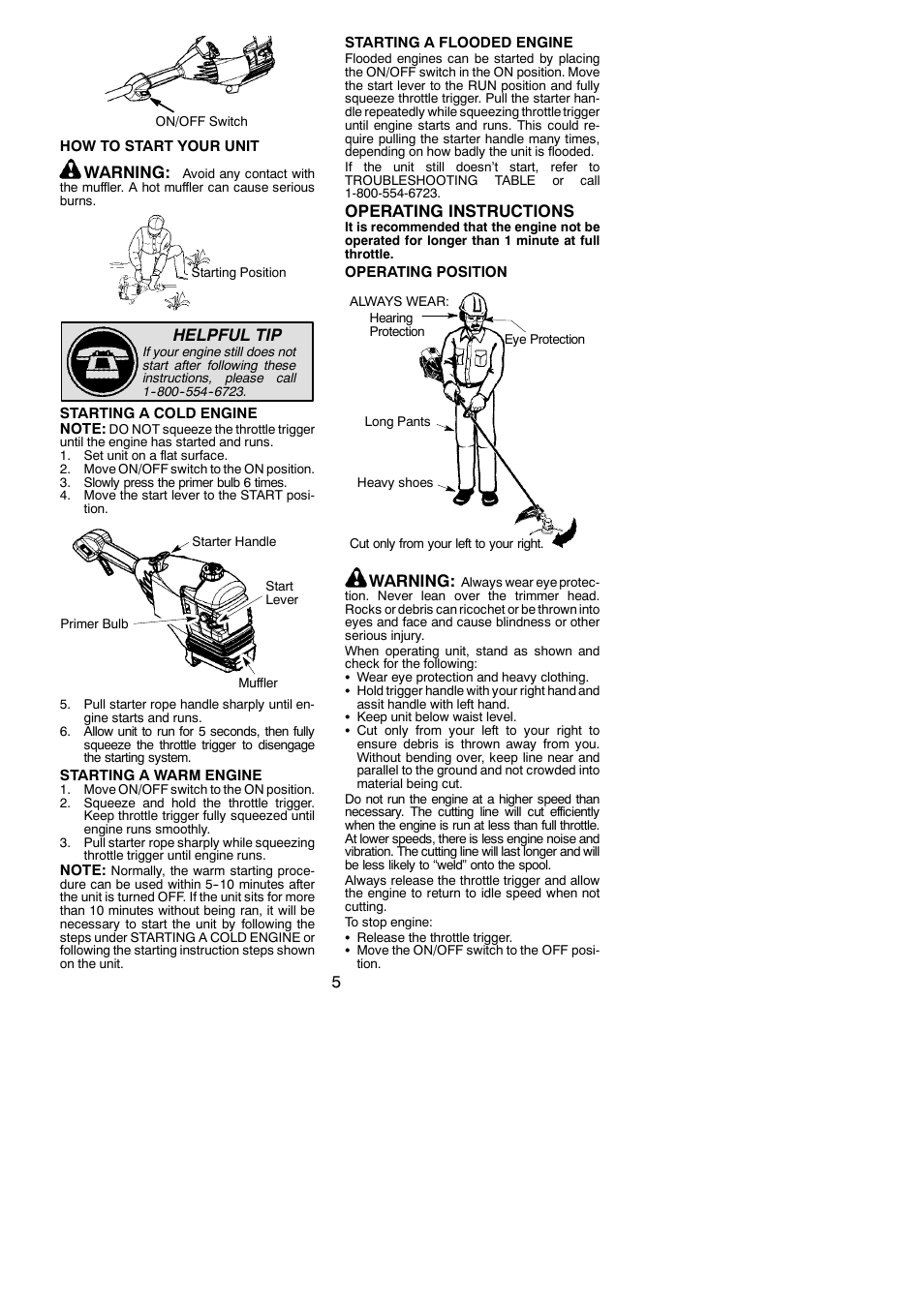 Warning, Helpful tip, Operating instructions | Poulan 545137282 User Manual | Page 5 / 12