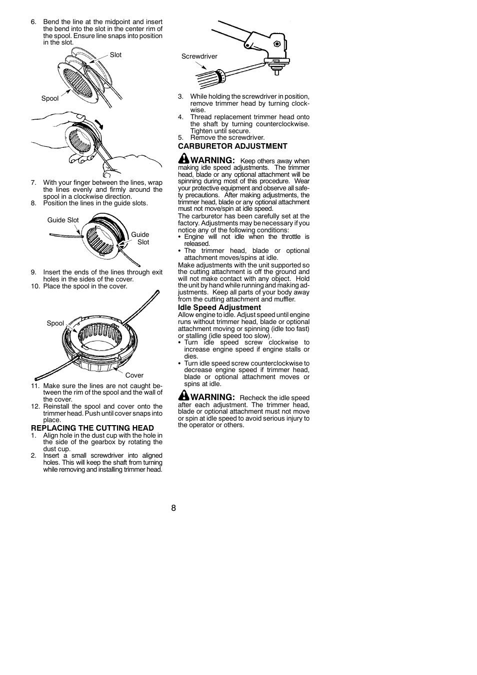 Warning | Poulan 545137282 User Manual | Page 8 / 12