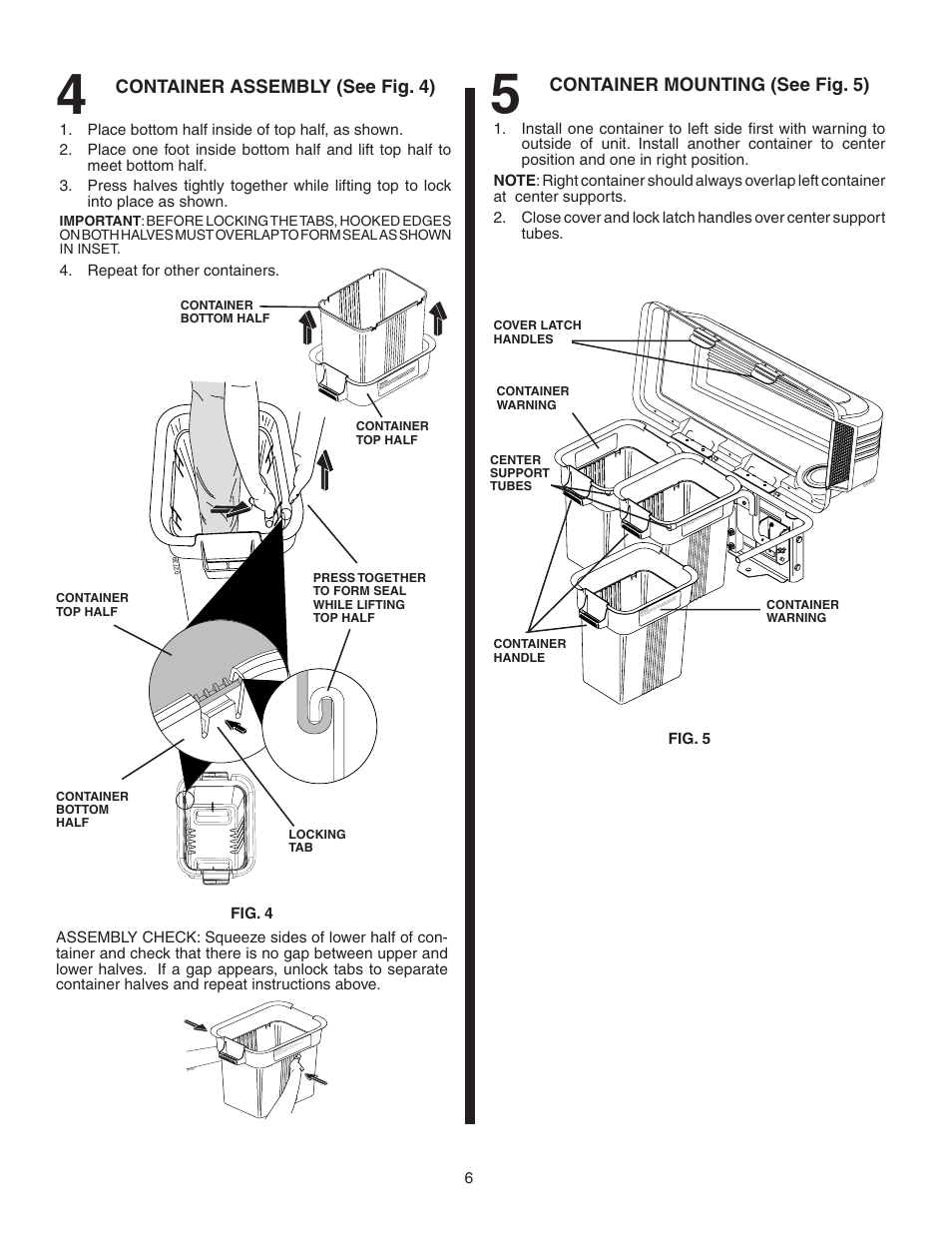 Container mounting (see fig. 5), Container assembly (see fig. 4) | Poulan GTB54A User Manual | Page 6 / 11