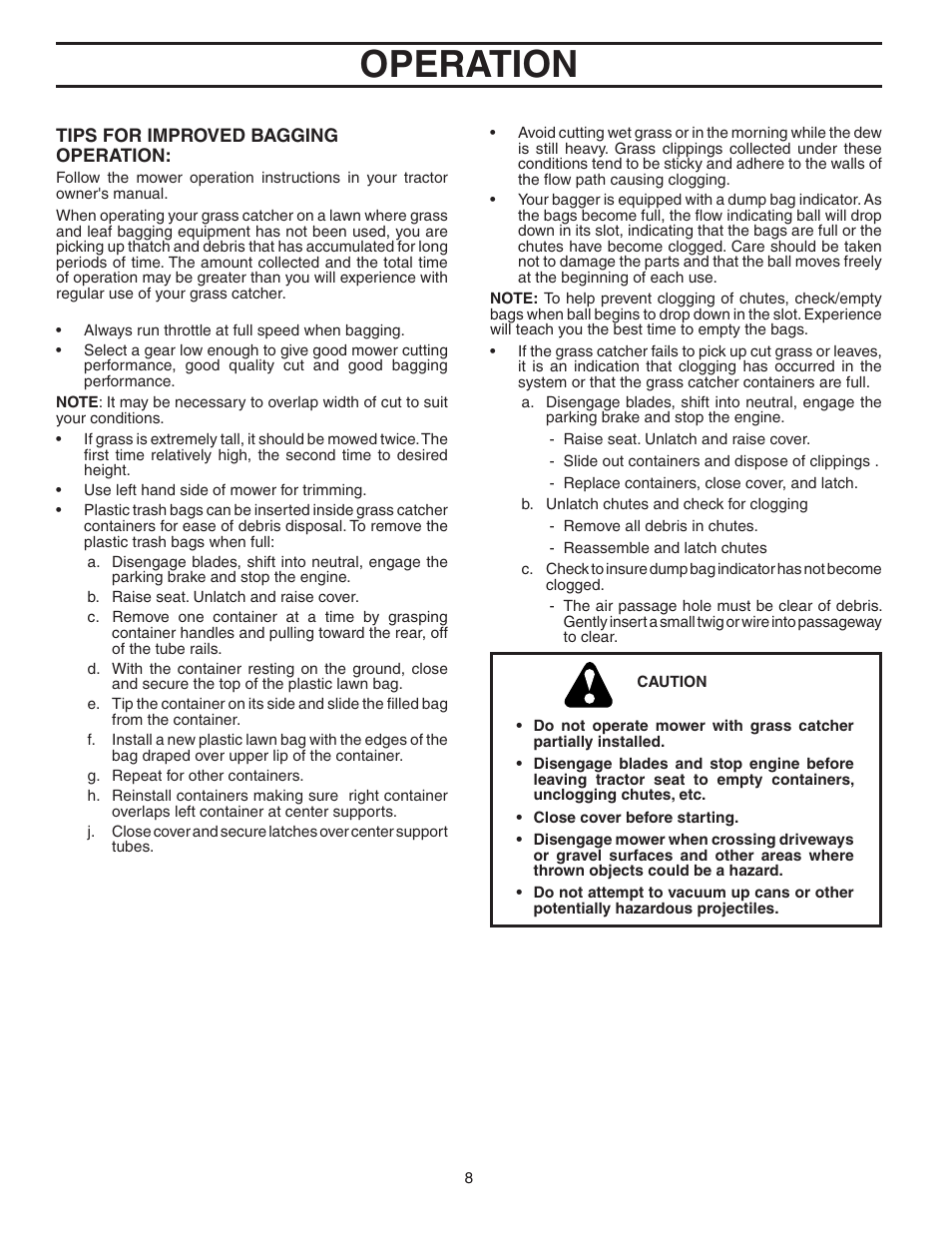 Operation | Poulan GTB54A User Manual | Page 8 / 11