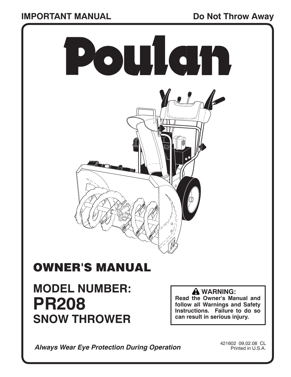 Poulan 421602 User Manual | 40 pages