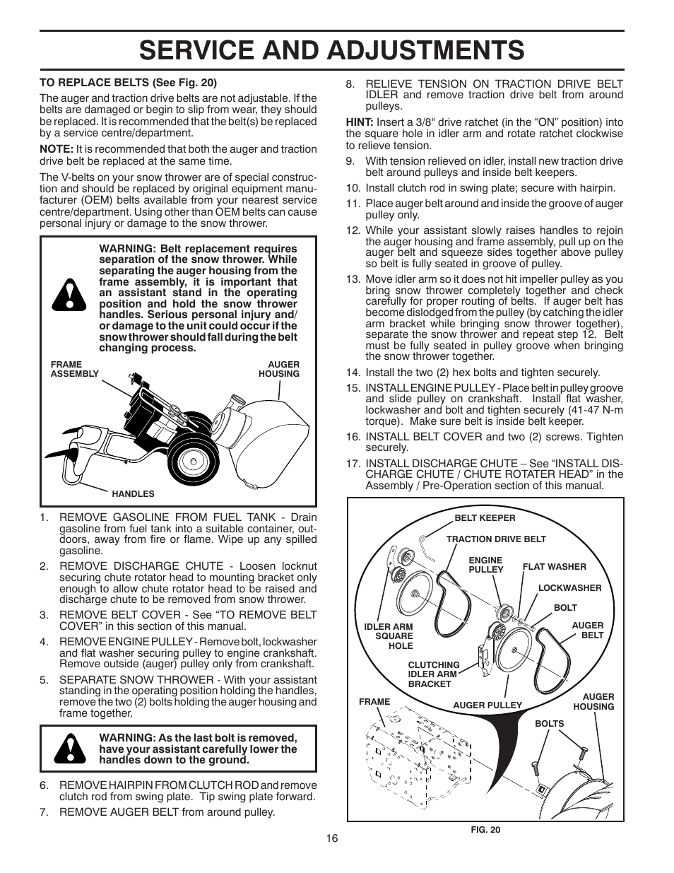 Service and adjustments | Poulan 421602 User Manual | Page 16 / 40