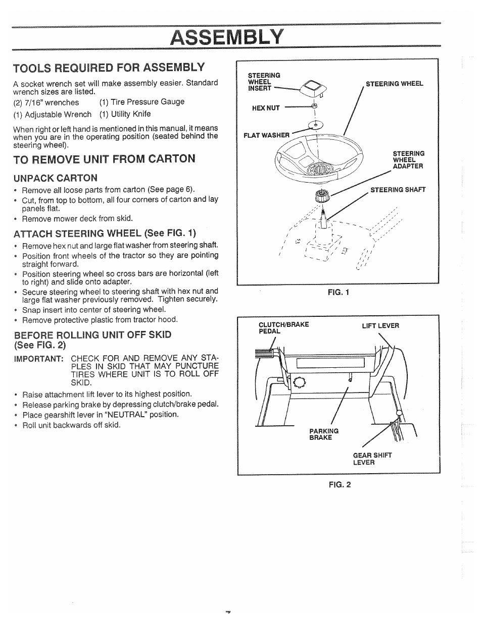 Tools required for assembly, Assembly | Poulan XC1182B User Manual | Page 7 / 32