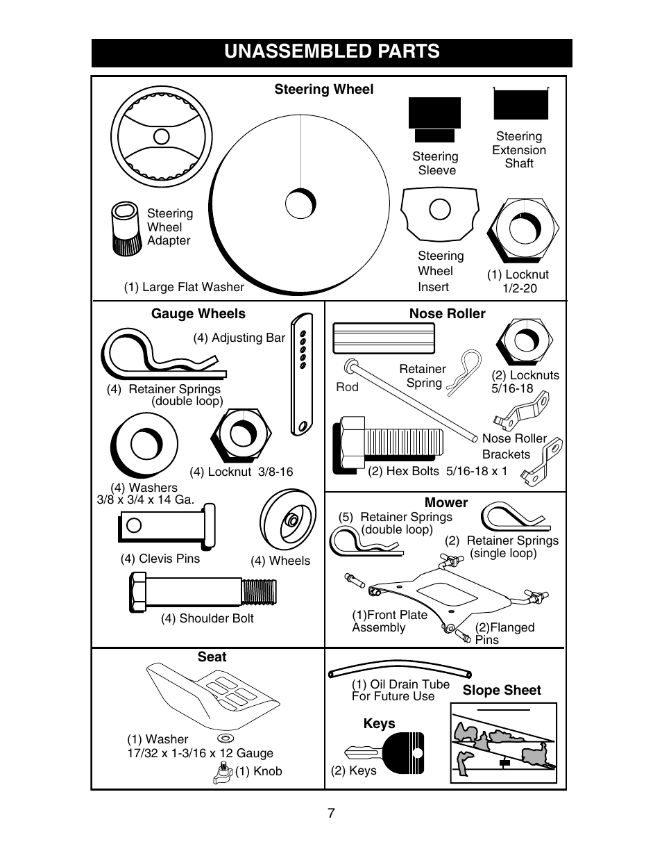 Unassembled parts | Poulan 191697 User Manual | Page 7 / 35