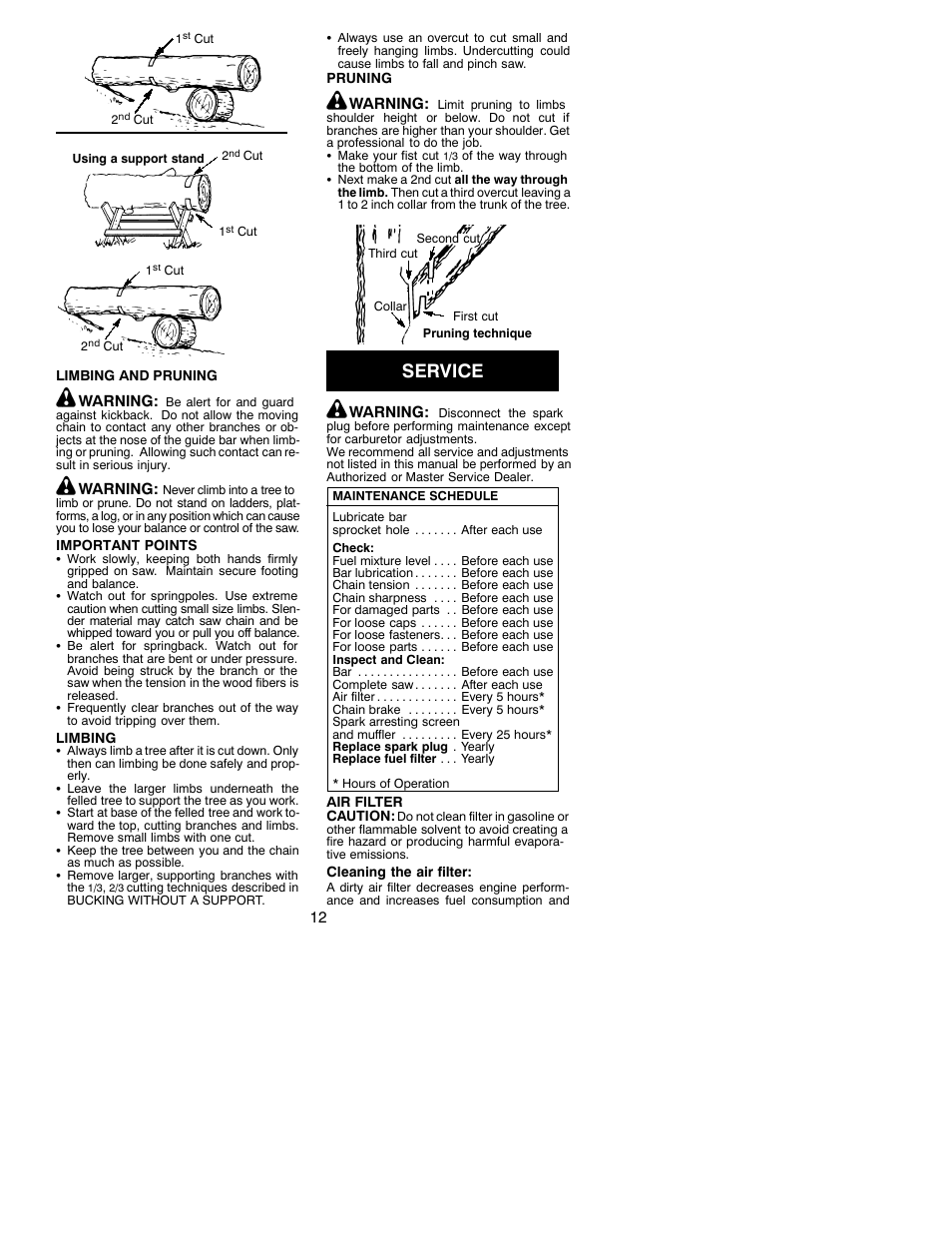 Service | Poulan 530088788 User Manual | Page 12 / 16