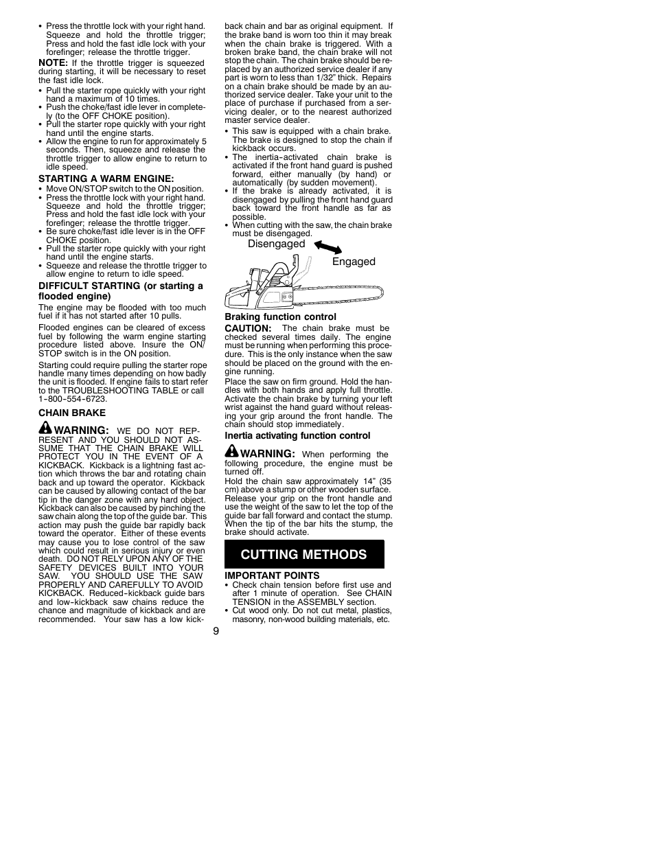 Cutting methods | Poulan 530088788 User Manual | Page 9 / 16