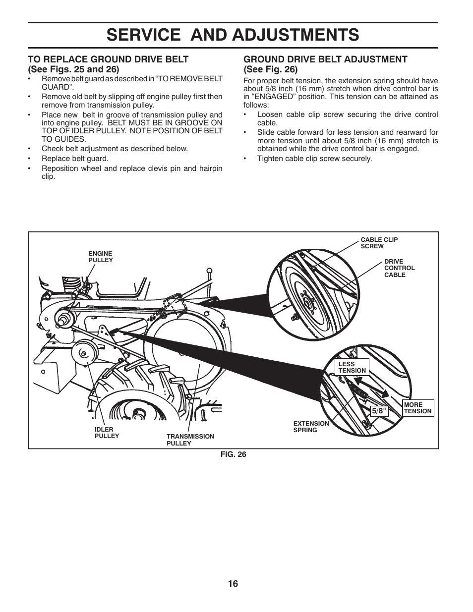Service and adjustments | Poulan DRT875 User Manual | Page 16 / 22
