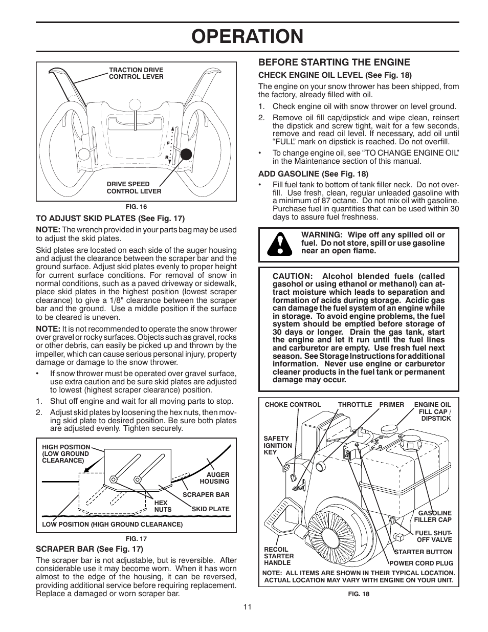 Operation, Before starting the engine | Poulan 96194000501 User Manual | Page 11 / 48