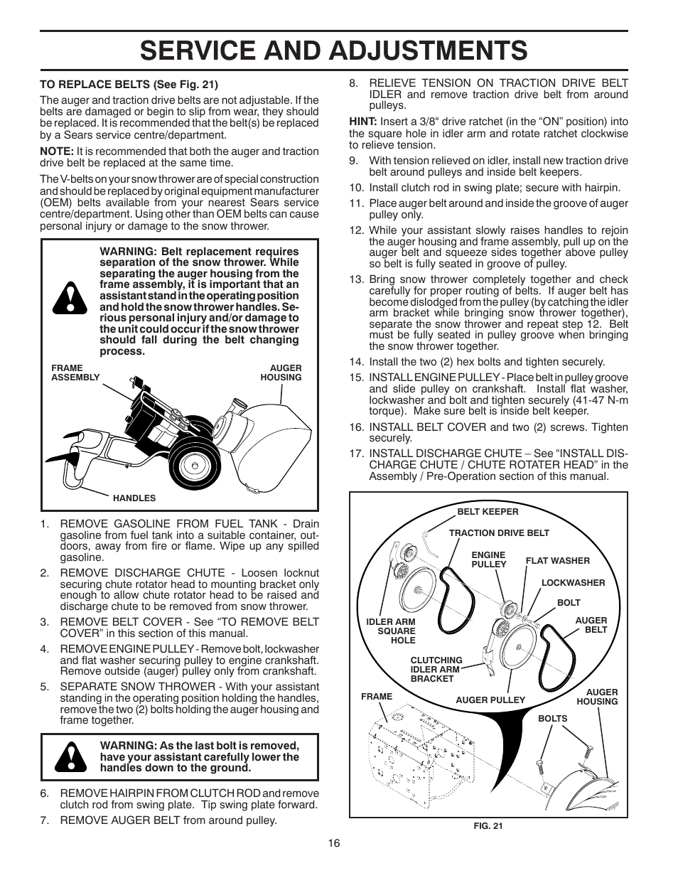 Service and adjustments | Poulan 96194000501 User Manual | Page 16 / 48