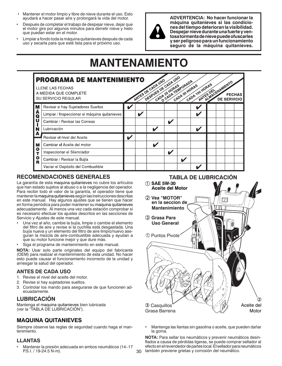 Mantenamiento | Poulan 96194000501 User Manual | Page 30 / 48