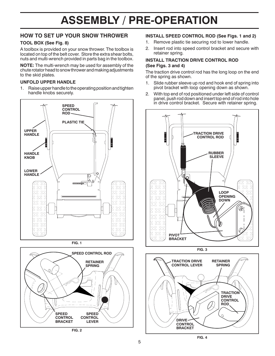 Assembly / pre-operation, How to set up your snow thrower | Poulan 96194000501 User Manual | Page 5 / 48