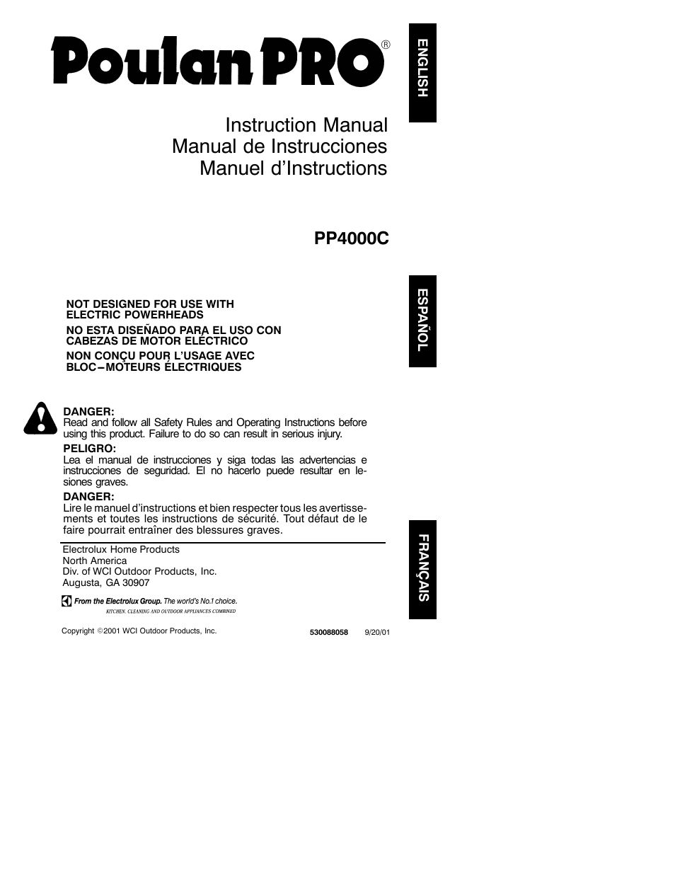 Poulan 530088058 User Manual | 9 pages