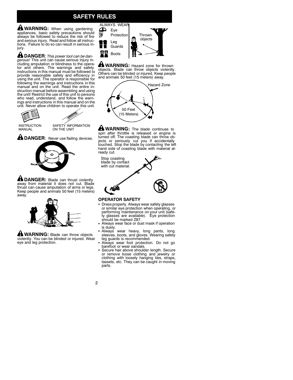 Safety rules | Poulan 530088058 User Manual | Page 2 / 9