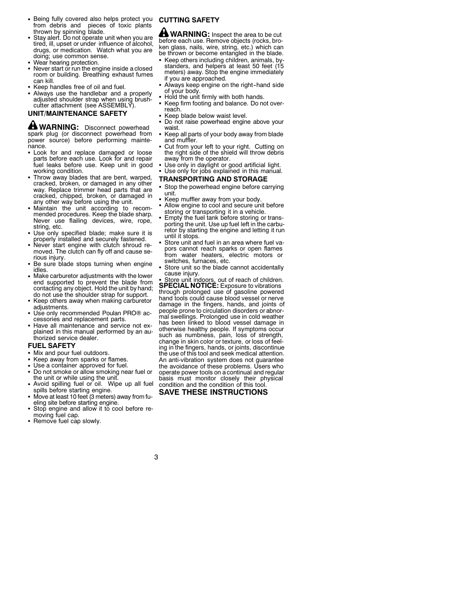 Poulan 530088058 User Manual | Page 3 / 9