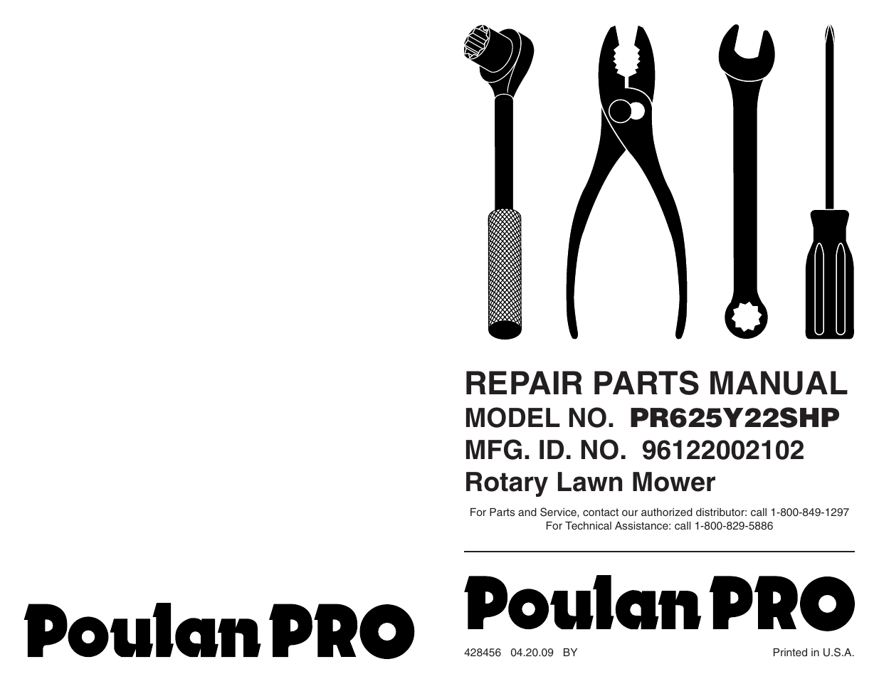 Poulan Pro Rotary Lawn Mower PR625Y22SHP User Manual | 4 pages