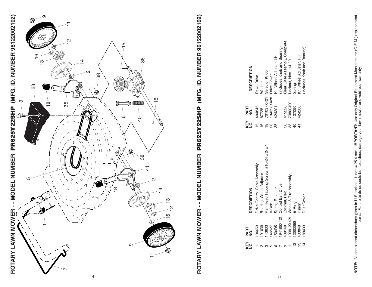 Poulan Pro Rotary Lawn Mower PR625Y22SHP User Manual | Page 4 / 4