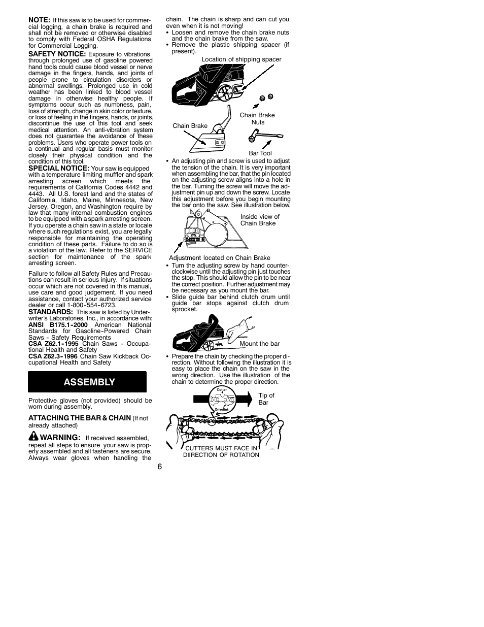Assembly | Poulan 2750 User Manual | Page 6 / 18