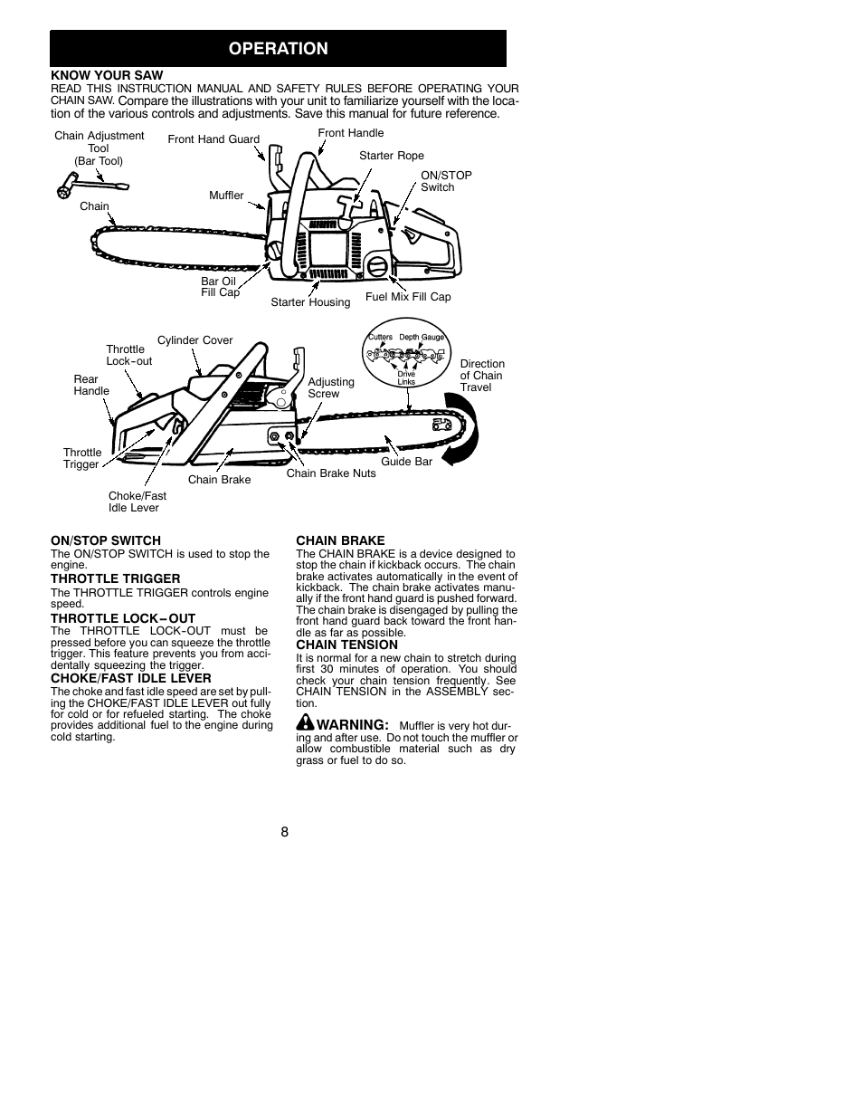 Operation | Poulan 2750 User Manual | Page 8 / 18
