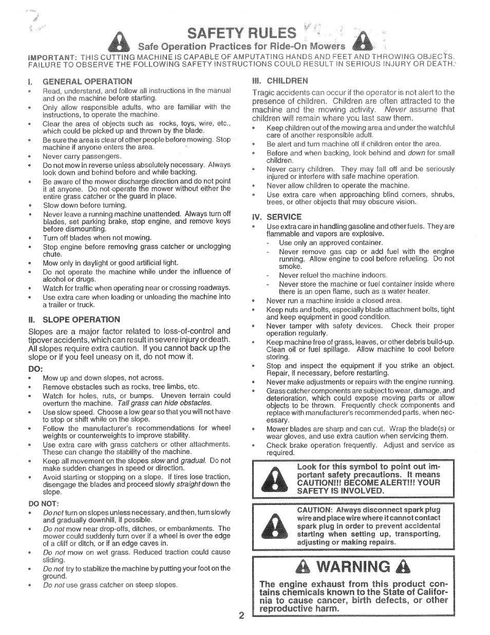 Reprodiictiiv hi,m, Safety, Warning | Poulan 157469 User Manual | Page 2 / 52