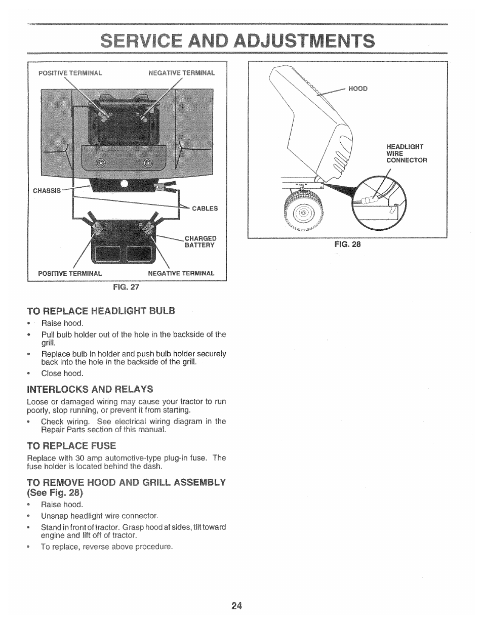 To replace headlight bulb, Interlocks and belays, To replace rcse | To remove hocr assembly, Seef¡9 '’8) | Poulan 157469 User Manual | Page 24 / 52
