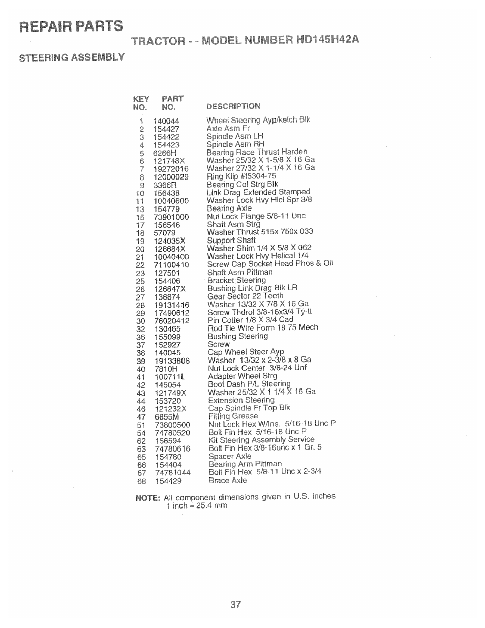 Repair parts, Steering assembly | Poulan 157469 User Manual | Page 37 / 52