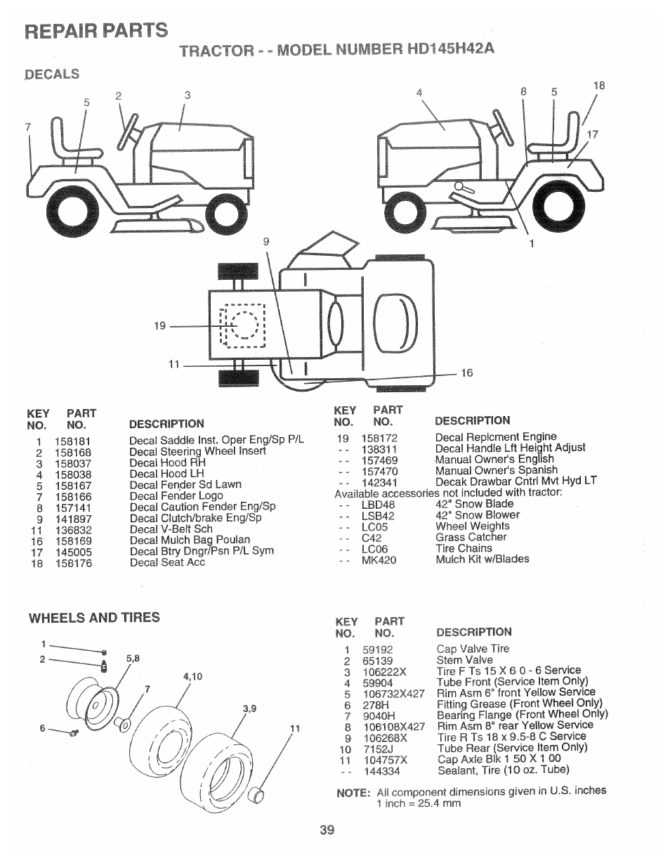 Wheels and tires | Poulan 157469 User Manual | Page 39 / 52