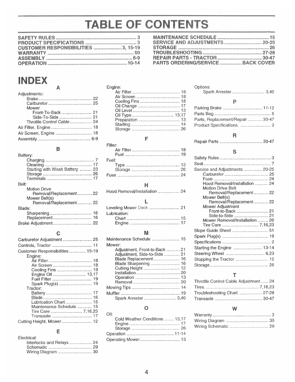 Index | Poulan 157469 User Manual | Page 4 / 52