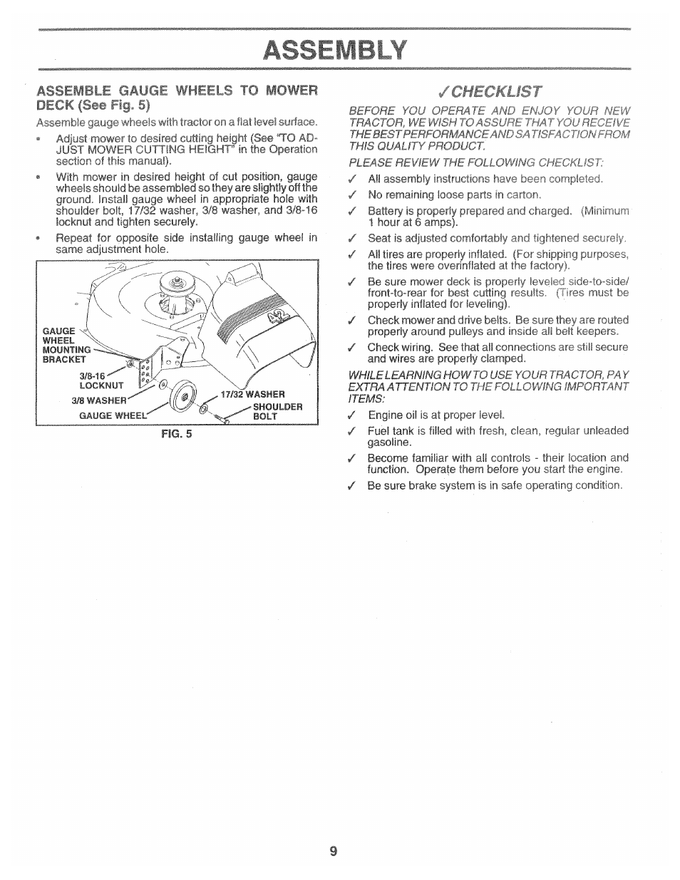Chei, Deck (see fig. 5) | Poulan 157469 User Manual | Page 9 / 52