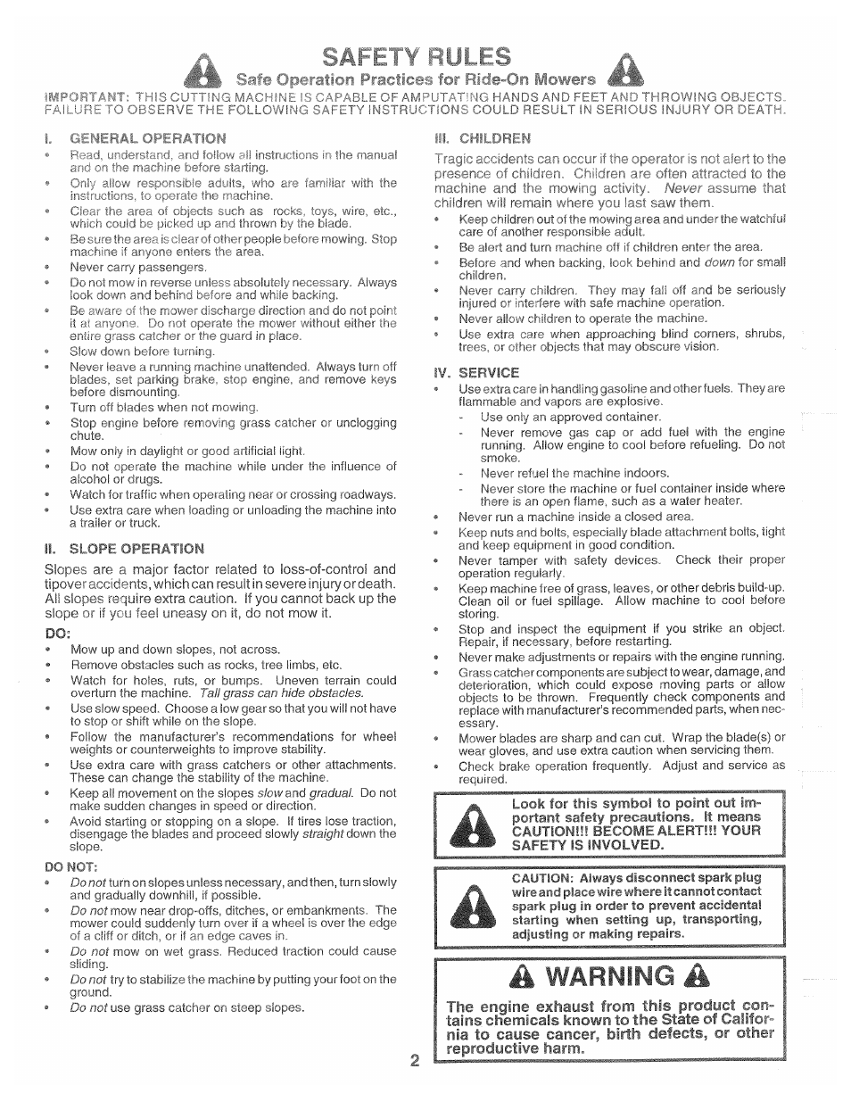 A warning a, F i l l | Poulan 161491 User Manual | Page 2 / 52