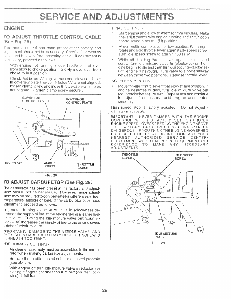 Service and adjustments, O a3jlí - t carbíf^'f! or i a.t 231 | Poulan 161491 User Manual | Page 25 / 52