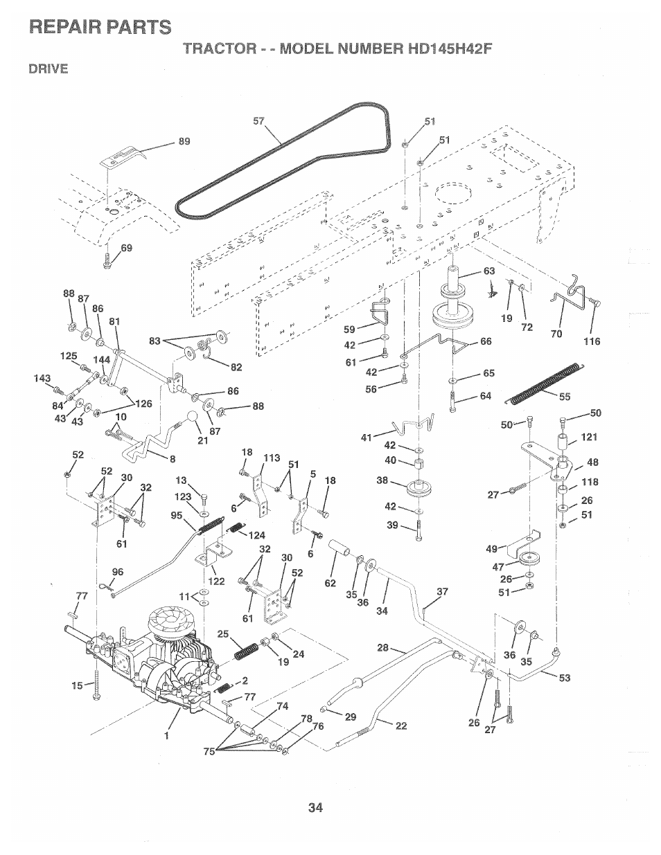 Repair parts | Poulan 161491 User Manual | Page 34 / 52