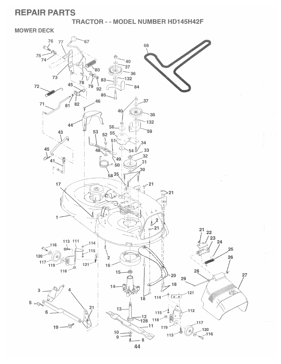 Repair parts | Poulan 161491 User Manual | Page 44 / 52