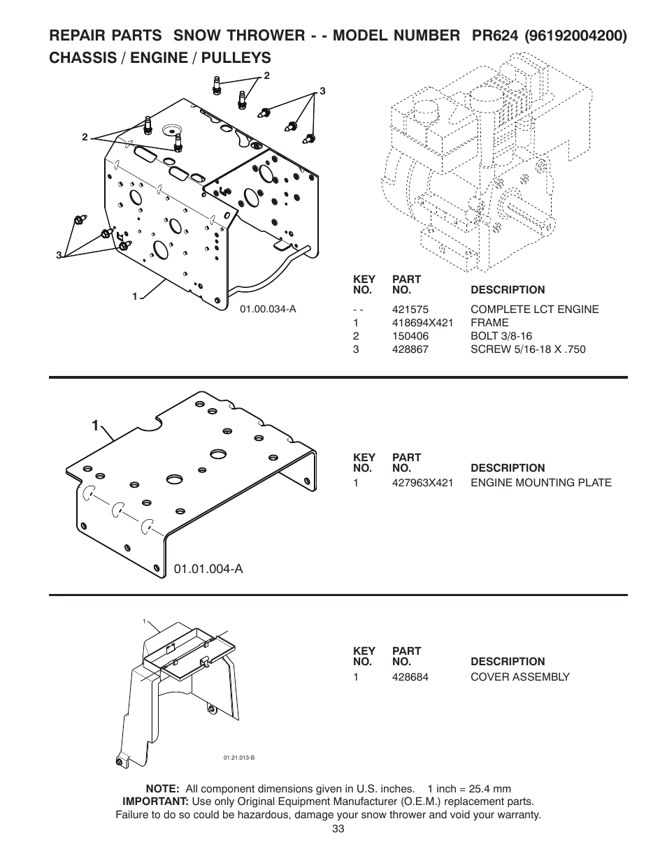 Chassis / engine / pulleys | Poulan 96192004200 User Manual | Page 33 / 40
